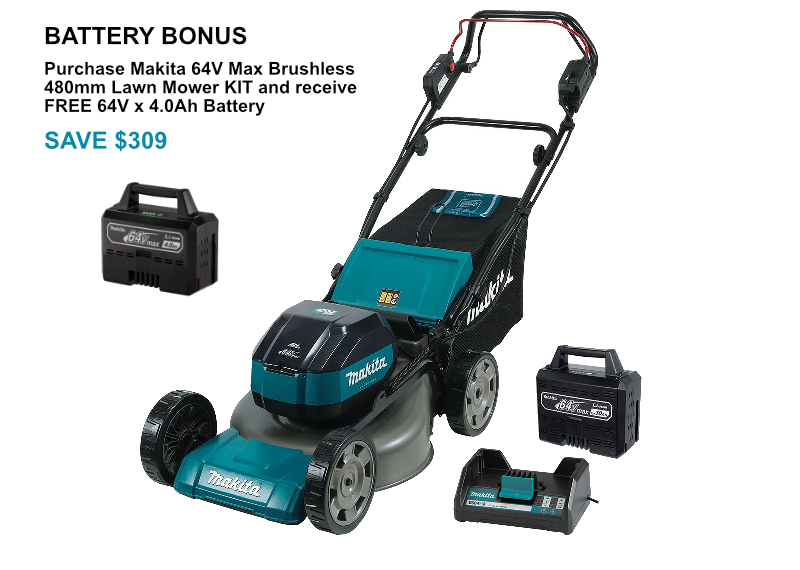 Makita 64V Max 10.0Ah Brushless 480mm Self-Propelled Lawn Mower KIT